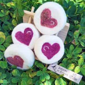 Jabones exfoliantes naturales de lana de oveja - corazon - tienda - woolis
